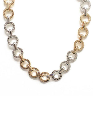 Gold & Rhodium Fashion Metal Two Tone Necklace
