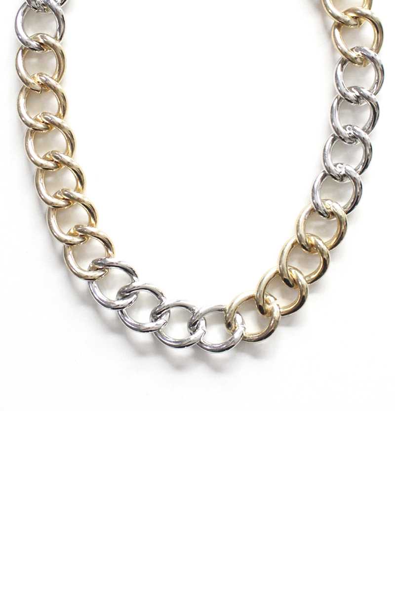 Gold & Rhodium Two-Tone Fashion Metal Two Tone Necklace