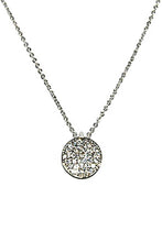Silver Metal Chain Rhinestone Round Pendant Necklace