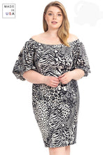 Ivory Plus Size Animal Print Crepe Stretch Bodycon Dress