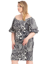 Ivory Plus Size Animal Print Crepe Stretch Bodycon Dress
