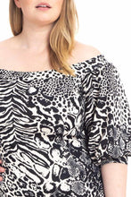 Ivory Plus Size Animal Print Crepe Stretch Bodycon Dress