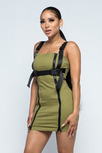 Olive Stretchable Cotton Mini Dress