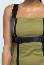Olive Stretchable Cotton Mini Dress