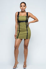 Olive Stretchable Cotton Mini Dress