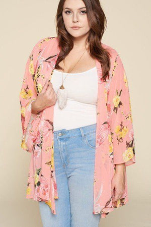 Floral Printed Oversize Flowy & Airy Kimono With Dramatic Bell Sleeves