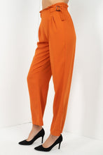 Orange High Waist Paperbag Wide Leg Pants