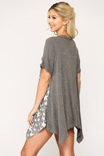 Grey with Star Print Textured Tunic Top