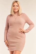 Taupe Plus Size Long Sleeve Sexy Cut Out Back Women's Mini Dress