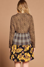 Brown Cheetah Print Button-down Collard Shirt Dress