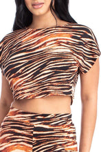 Tiger Zebra Print Crop Top And Palazzo Women's Pants Set