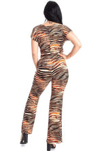 Tiger Zebra Print Crop Top And Palazzo Women's Pants Set