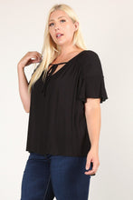 Black Plain with Flutter Sleeves Plus Size Top