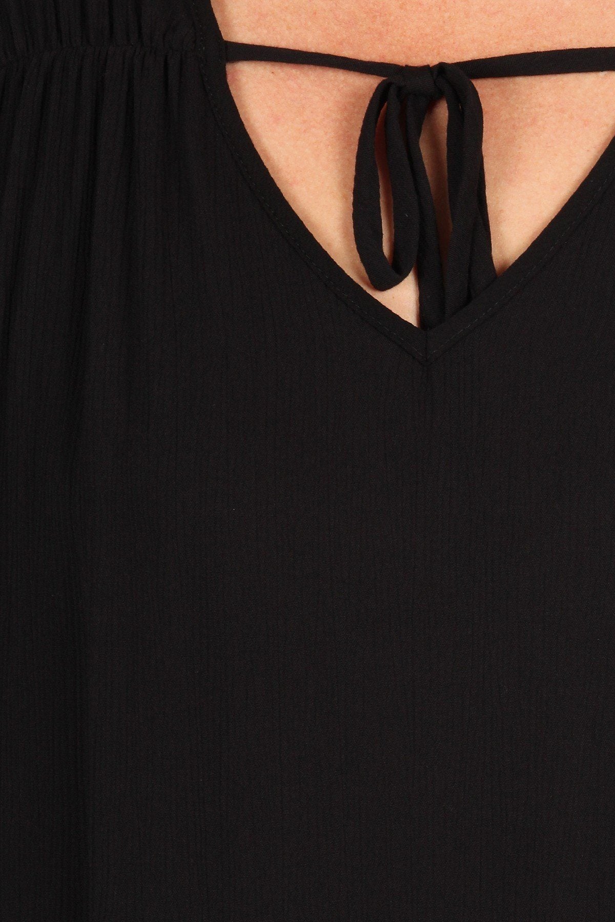 Black Plain with Flutter Sleeves Plus Size Top