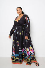 Black Multi Tropical Print Maxi Dress