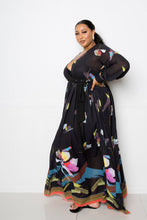 Black Multi Tropical Print Maxi Dress