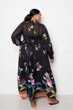 Black Multi Tropical Print Maxi Dress