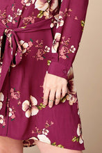 Purple Floral Woven Button-down Collared Shirt Dress