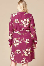 Purple Floral Woven Button-down Collared Shirt Dress