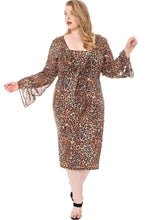 Leopard Print Plus Size Cardigan & Dress Set