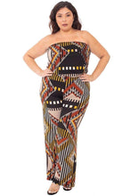 Black Abstract Print Tupbe Top Plus Size Women's Jumpsuit