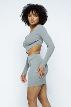 Grey 2 Way Zipper Women's Mini Skirt Set