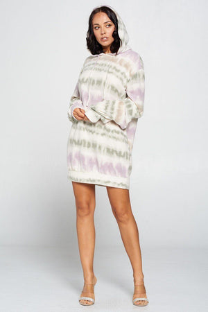 Cream Terry Brushed Print Sweater Dress