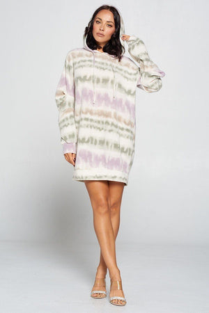 Cream Terry Brushed Print Sweater Dress