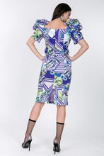 Puff Sleeve Print Bodycon Dress