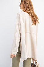 Beige Upside Down Side Slits Pullover Tunic Top