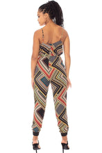 Black Boarder Print Wrap Drawstring Waist Jumpsuit