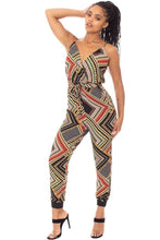 Black Boarder Print Wrap Drawstring Waist Jumpsuit