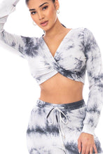Charcoal Tie Dye Ribbed Women's Sweater Set