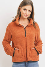 Terracotta Long Sleeve Half Zipper Pullover Loopie Terry