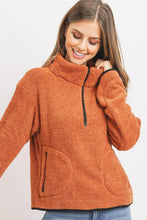 Terracotta Long Sleeve Half Zipper Pullover Loopie Terry