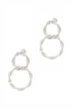 Gld Secret Box Double Twist Metal Dangle Stud Earring