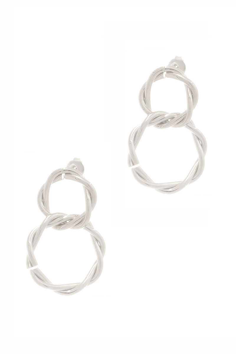 Gld Secret Box Double Twist Metal Dangle Stud Earring