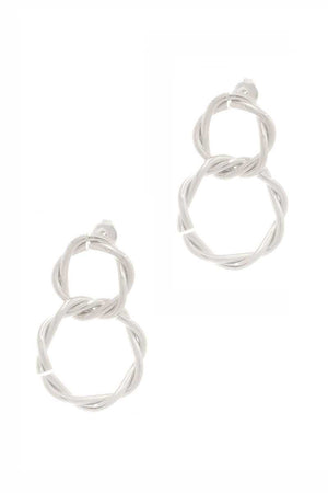 Gld Secret Box Double Twist Metal Dangle Stud Earring