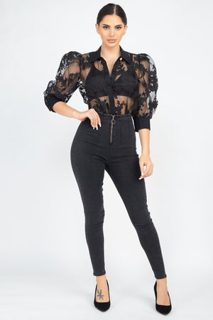 Dark Grey High Waist Denim Jeans