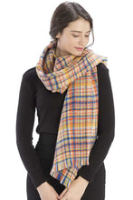 Yellow Colored Plaid Checkered Women's Scarf