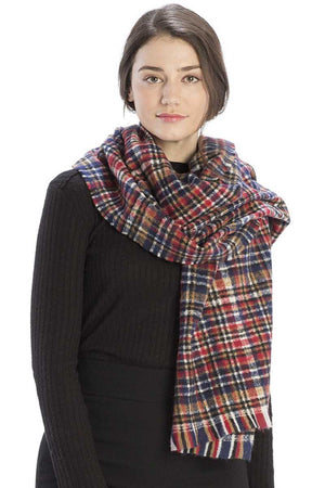 Yellow Colored Plaid Checkered Women's Scarf