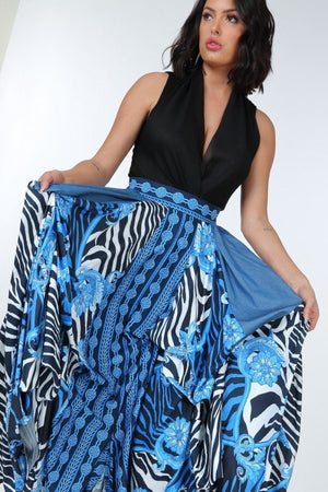 Blue In Black Tacked Maxi Skirt