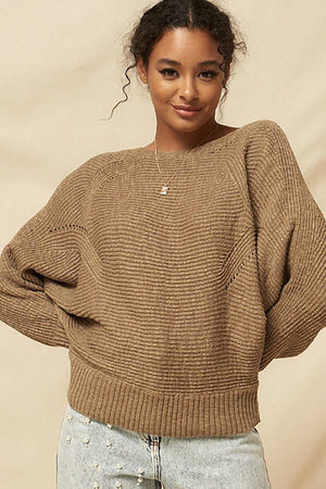 Khaki Ribbed Knit Sweater