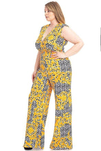 Black & Yellow Greek Key Print Formal Jumpsuit