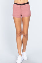 Dusty Pink Twill Belted Short Pants