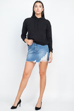 Black Self-tie Drawstrings Women's Hoodie