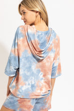 Blue Knit Tie Dye Hoodie