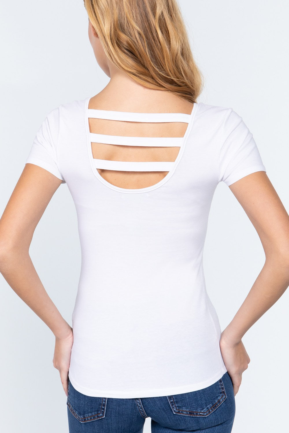 White Short Sleeve Top with Zipper Pocket