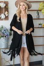 Black Draped Poncho Cardigan With String Detail
