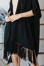 Black Draped Poncho with String Detail Cardigan
